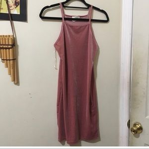 NWOT Maxi Baby Pink Velvet Dress